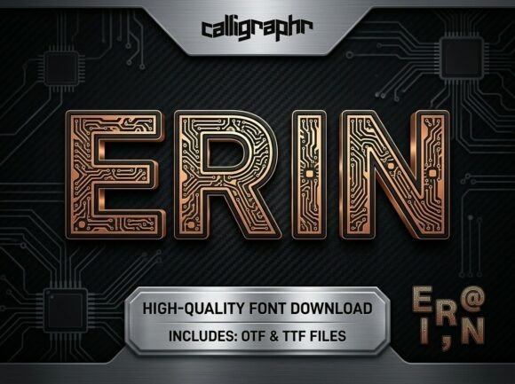 Erin: The High-Quality Tech Circuit Font for Modern Design